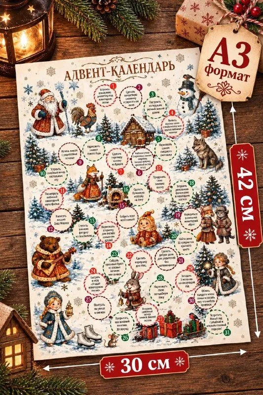Адвент-календарь «Зимний квест», А3, 31 задание, скретч