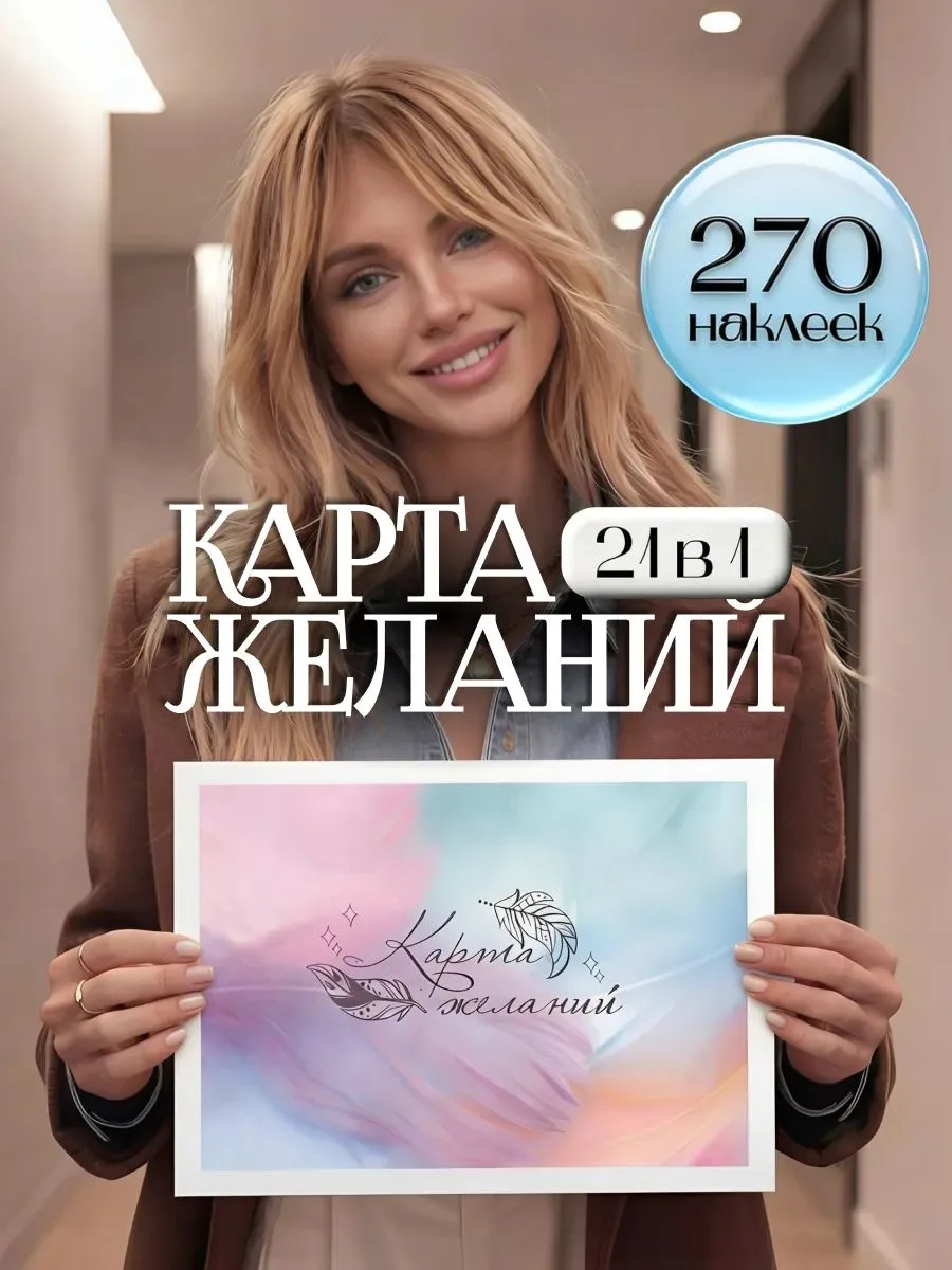 Карта желаний 2026-2027 «Акварель», 21 в 1, 270 наклеек