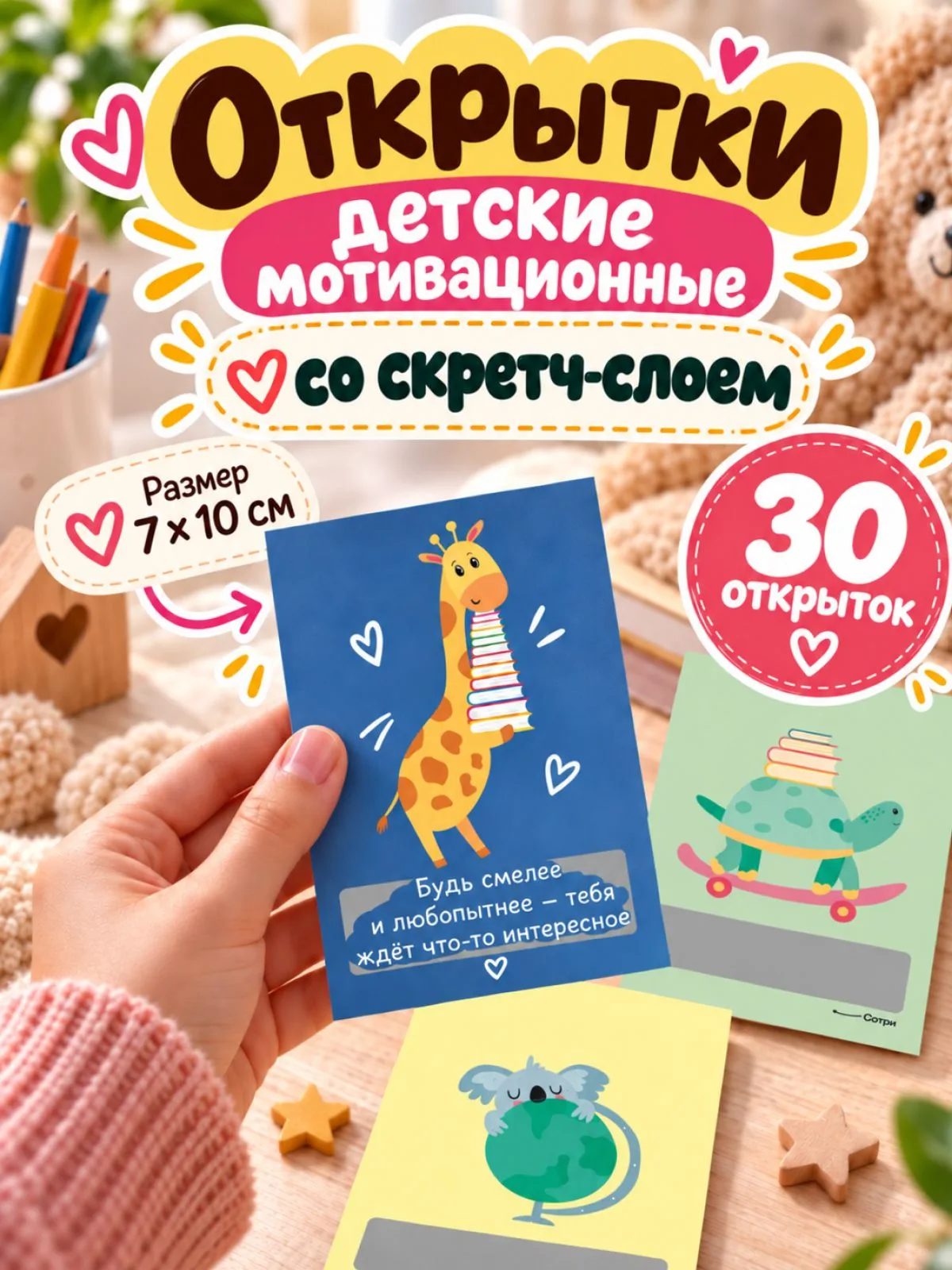 Мини открытки для детей, записки ребенку со скретч пожеланиями