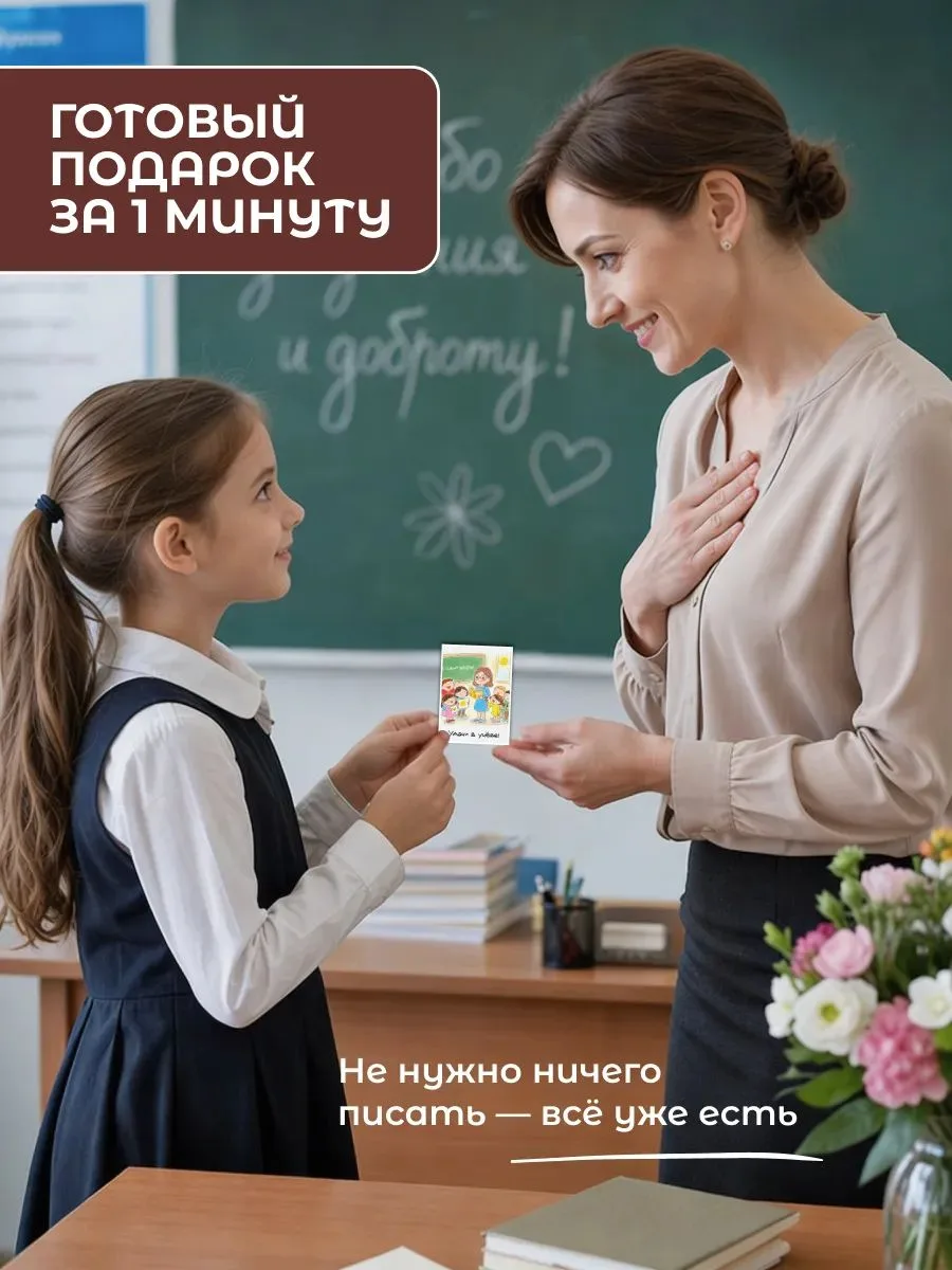 Мини открытки набор подарочный на День знаний, подарок детям, ученикам, школьникам, мотивационные карточки 36 штук
