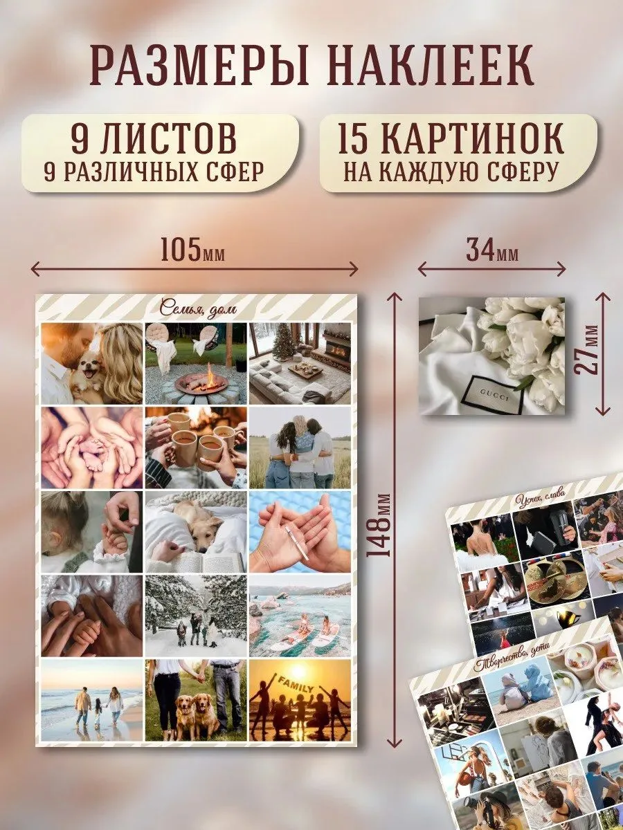 Наклейки Карта желаний 2026 стикеры маленькие в ежедневник
