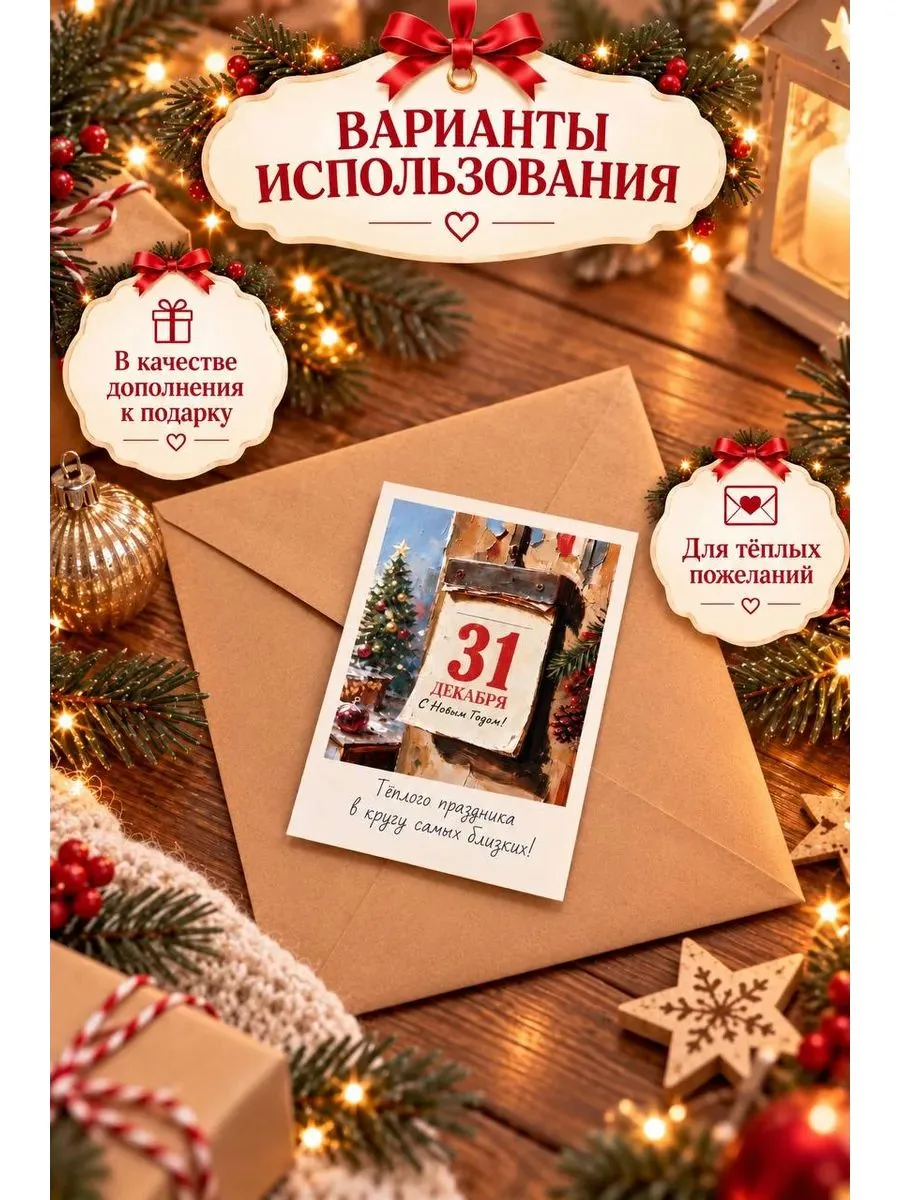Новогодние открытки мини, набор открыток на Новый Год 2027, новогодний декор