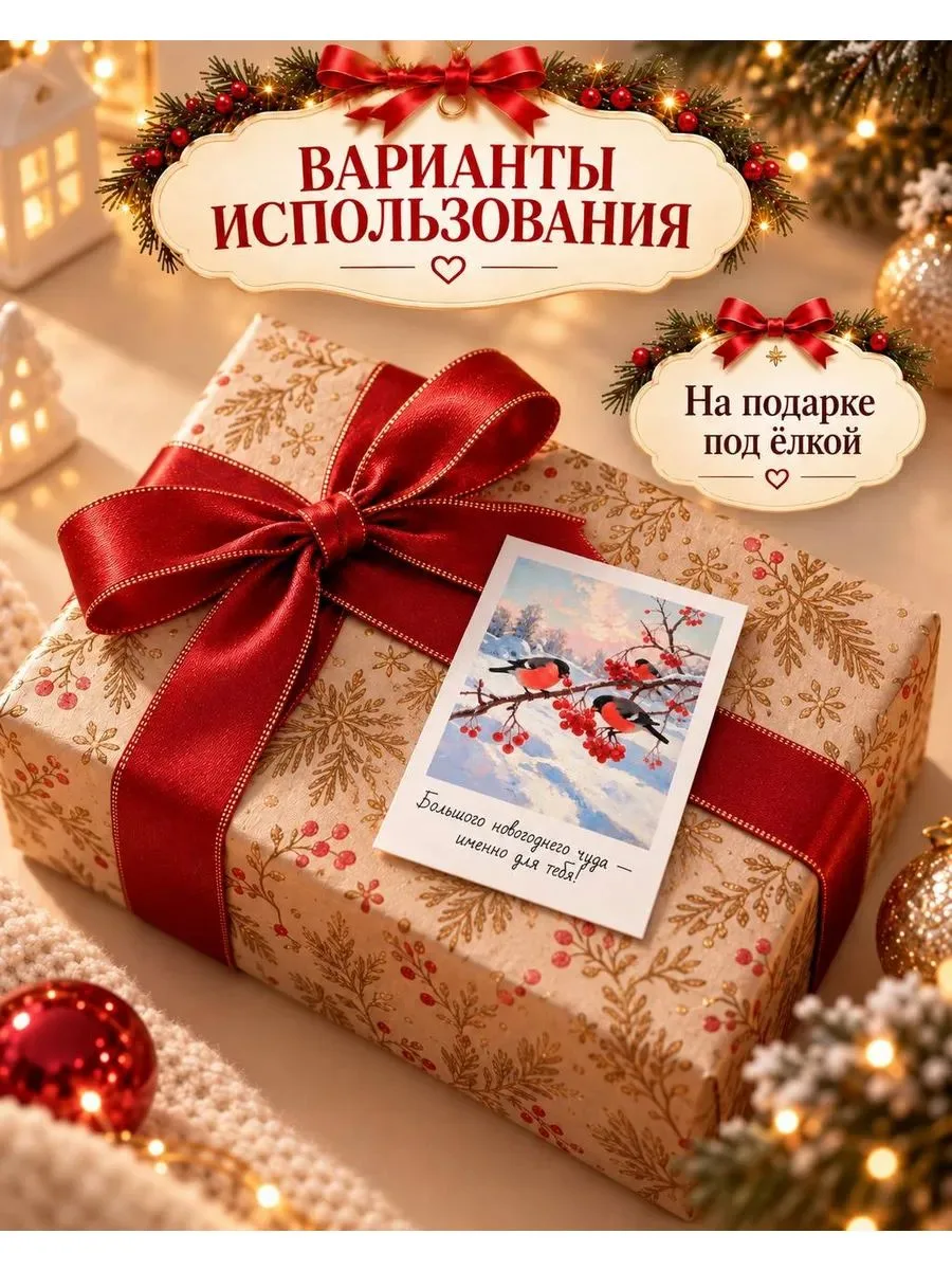 Новогодние открытки мини, набор открыток на Новый Год 2027, новогодний декор