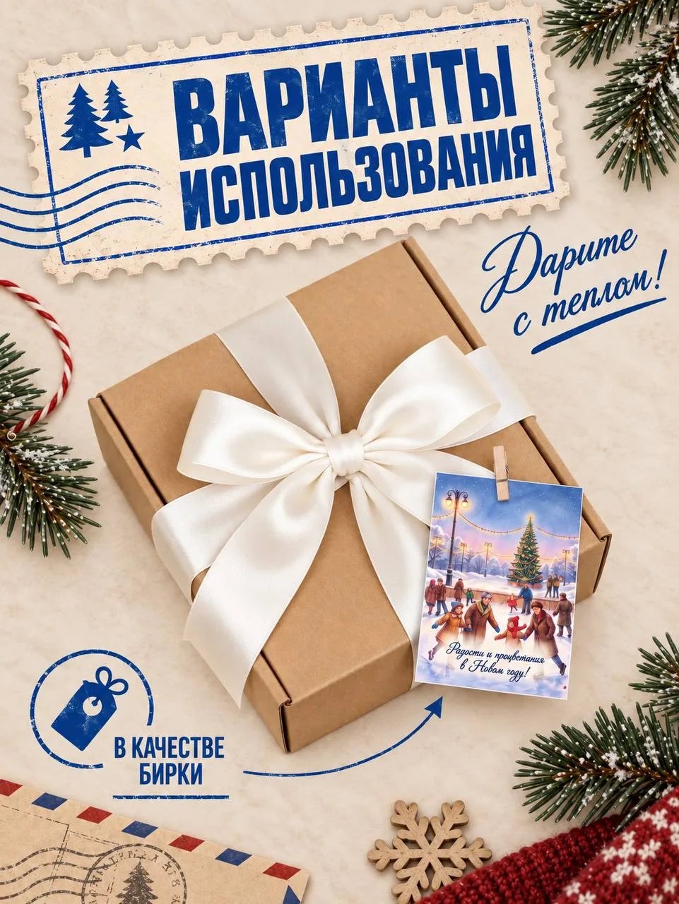 Новогодние открытки мини, набор открыток на Новый Год 2027, новогодний декор