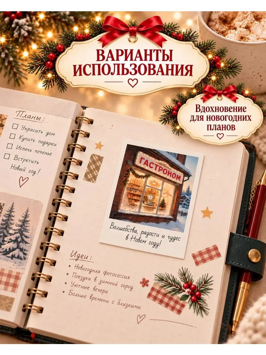 Новогодние открытки мини, набор открыток на Новый Год 2027, новогодний декор