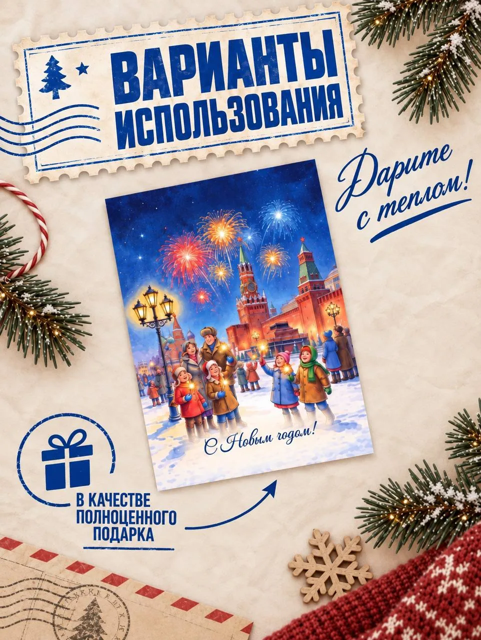 Новогодние открытки мини, набор открыток на Новый Год 2027, новогодний декор